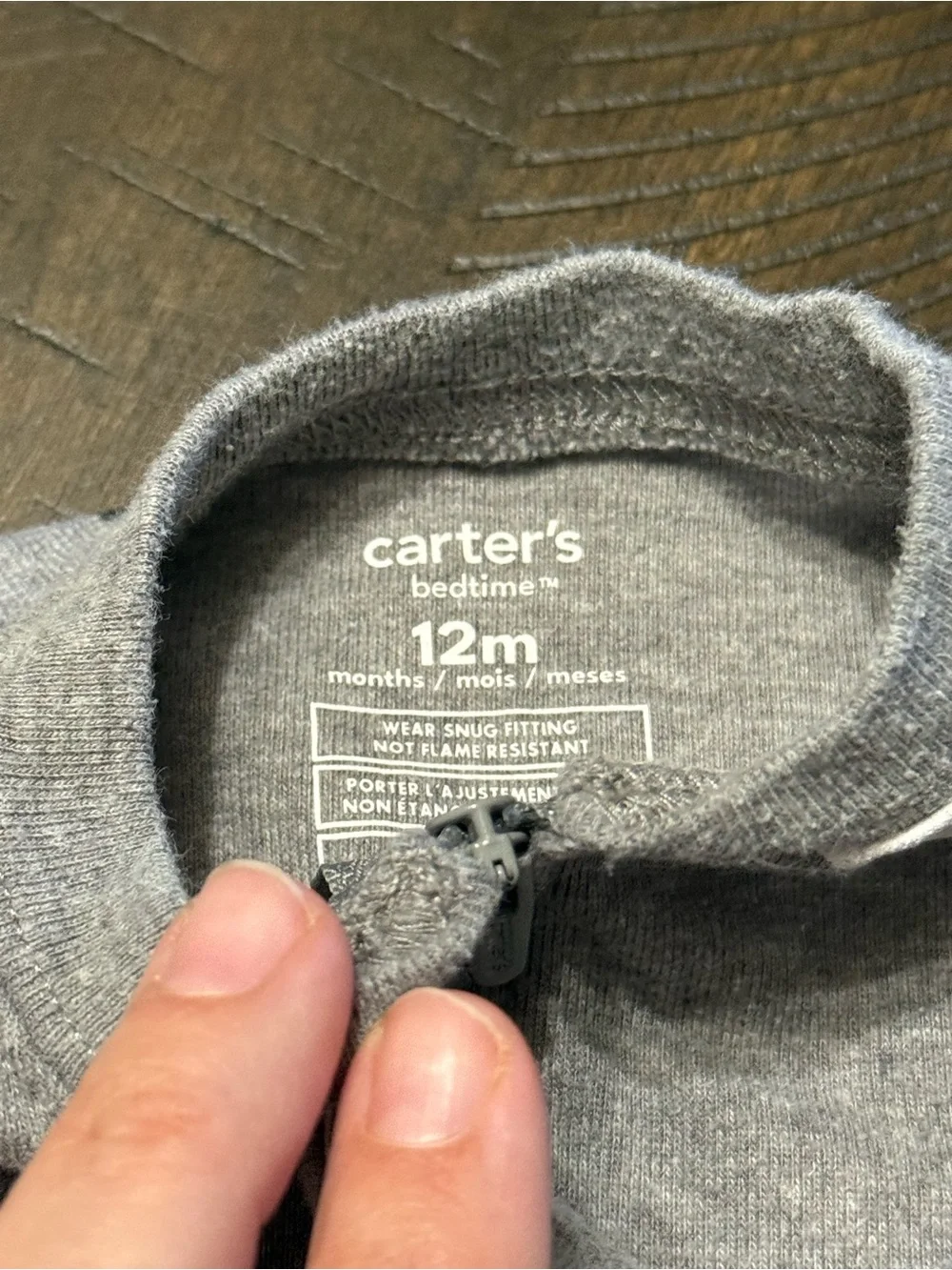 Carter's Gray Polar Bear Footed One-Piece Pajama
